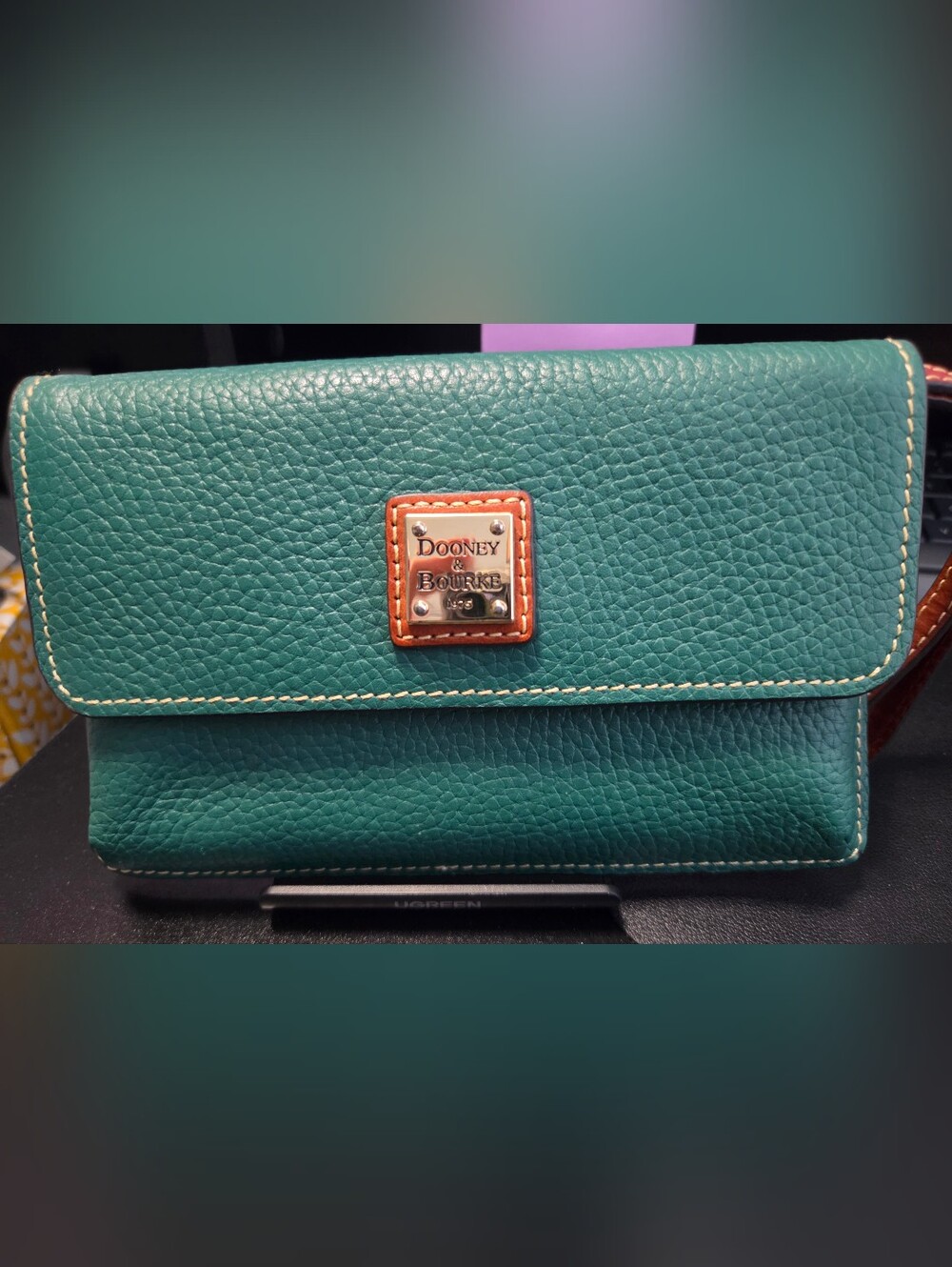 Dooney & Bourke Green Pebbled Leather Clutch